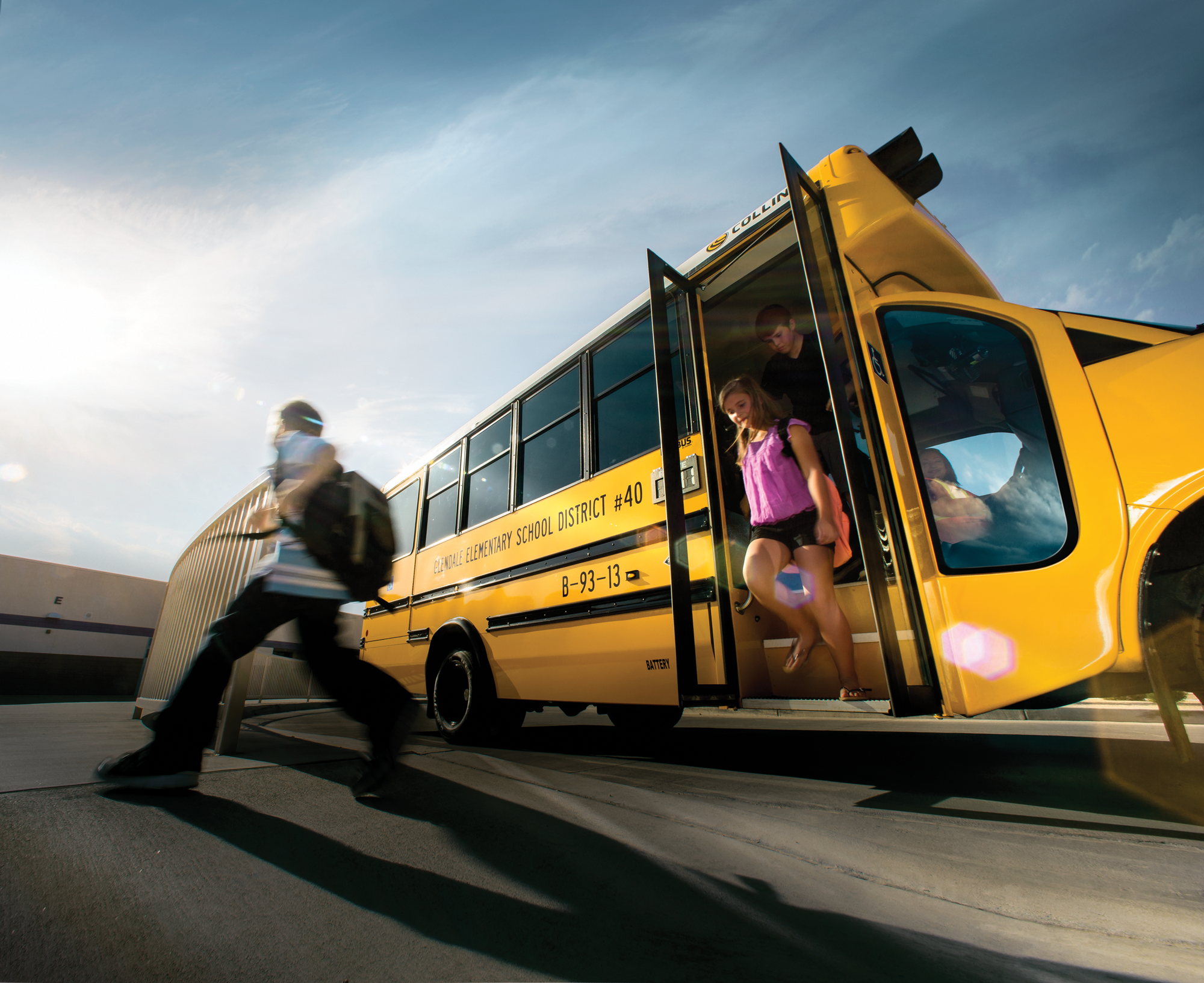 autogas powered school bus with kids exisiting the bus